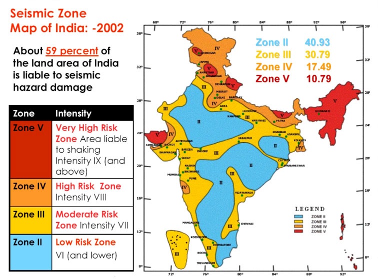 Seismic zonation and intensity map of India