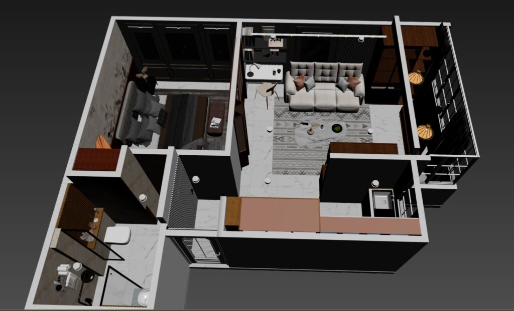 Small apartment transformaton 3D view
