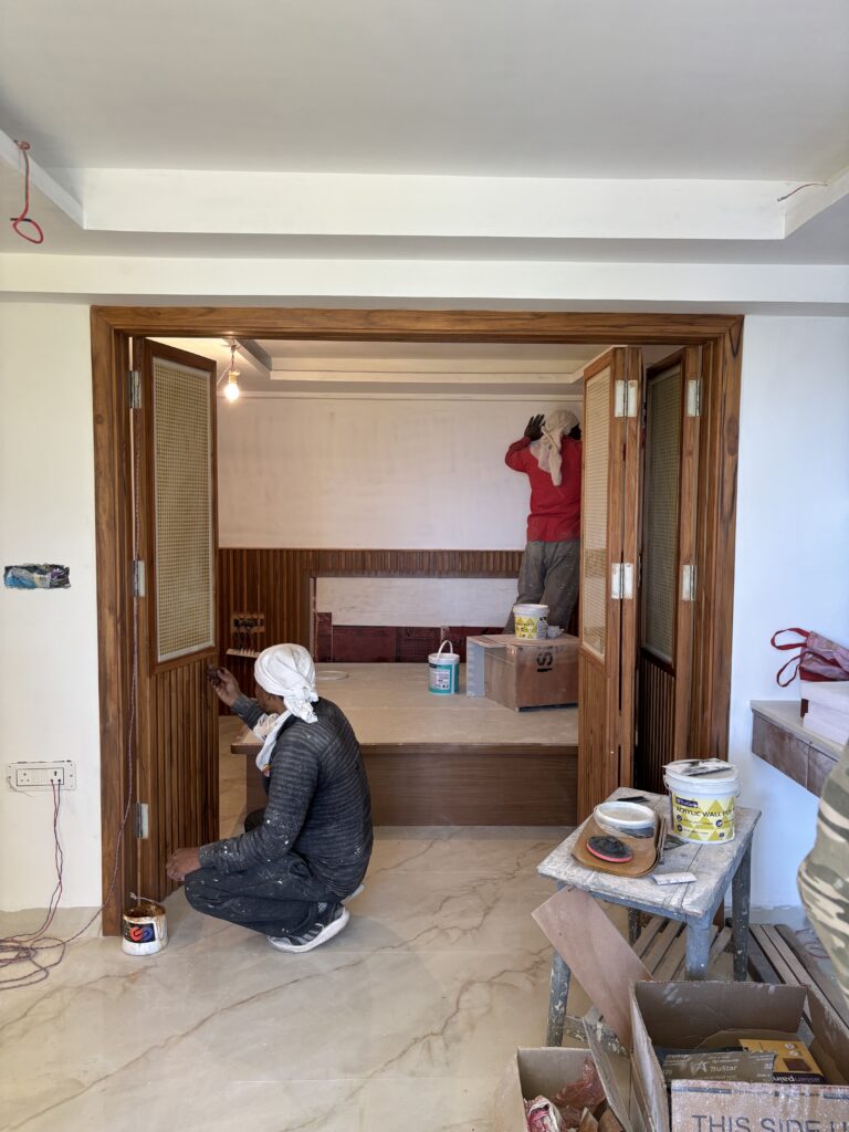 Foldable partition bedroom in small apartment makeover