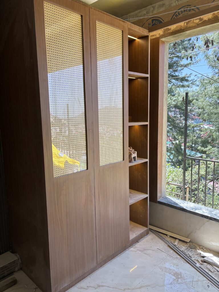 Wooden work in studio apartment