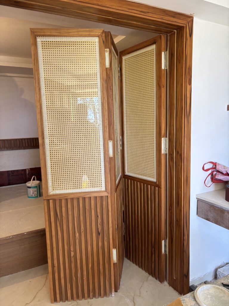 Wooden work in studio apartment