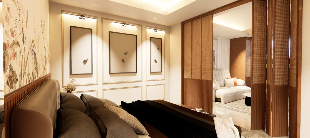 Bedroom of small studio apartment