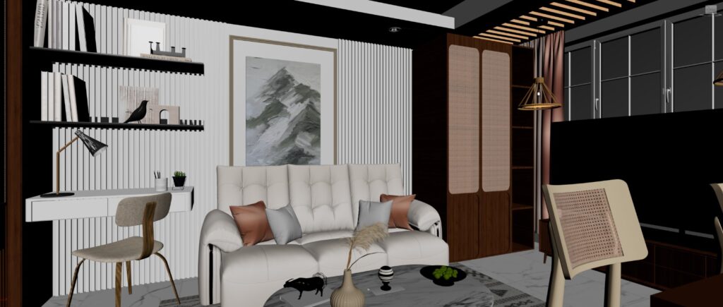 Studio apartment lobby area